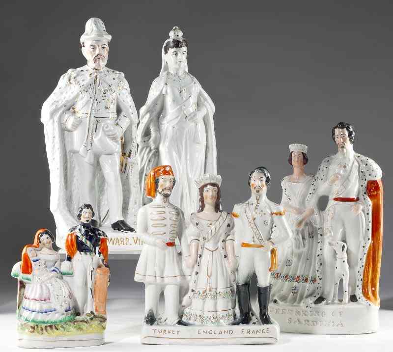 Appraisal: Group of Staffordshire Historical and Royalfigurines flatback models of Queen