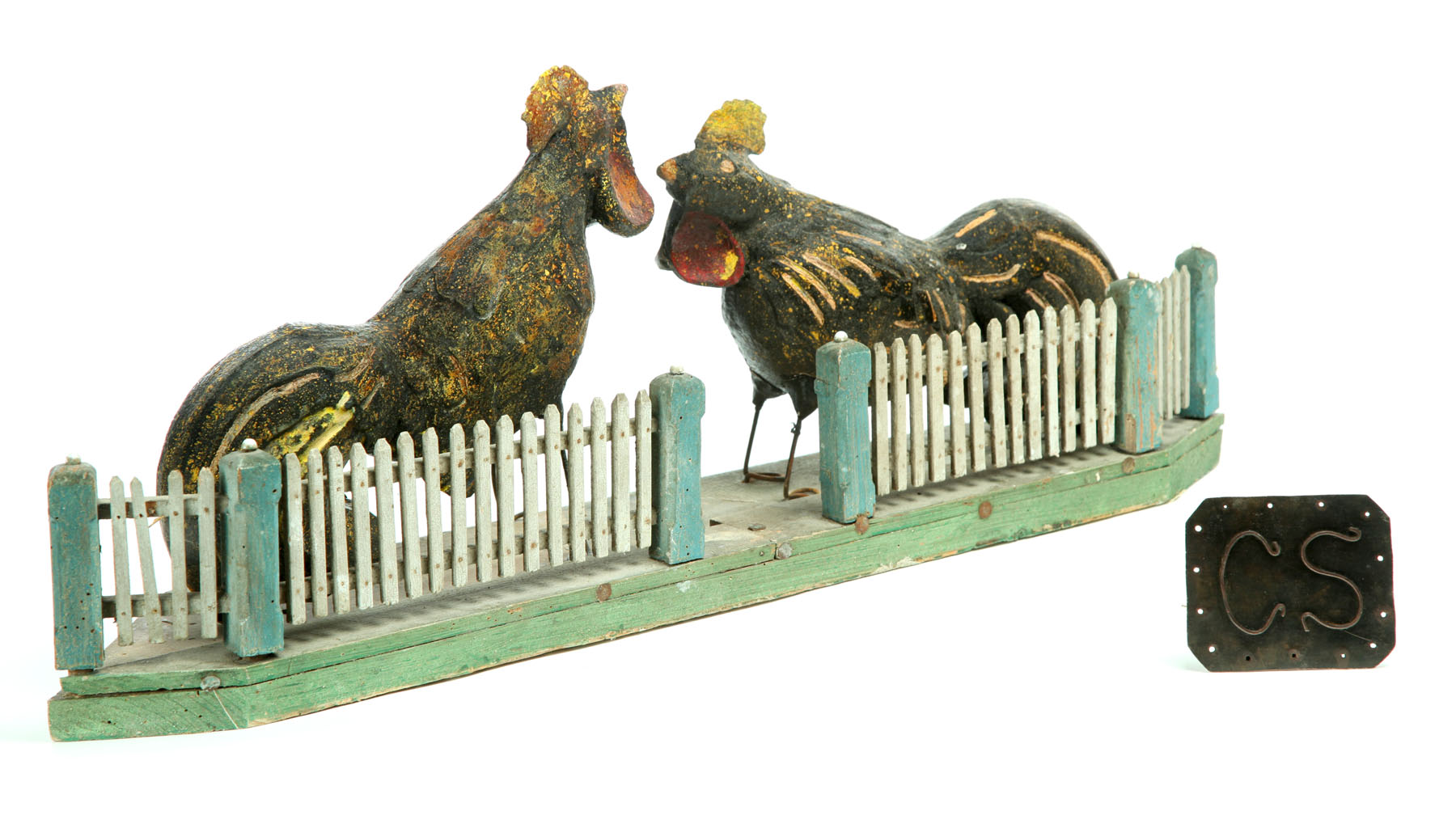 Appraisal: FOLK ART ROOSTER DIORAMA American st half- th century Composition