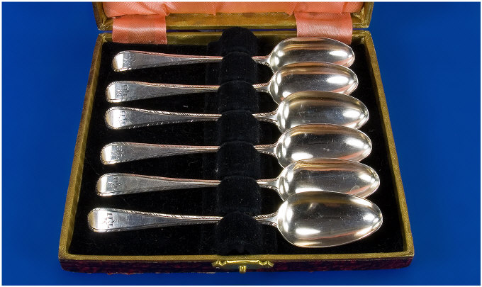 Appraisal: Box of Six Georgian Silver Tea Spoons Maker's mark P