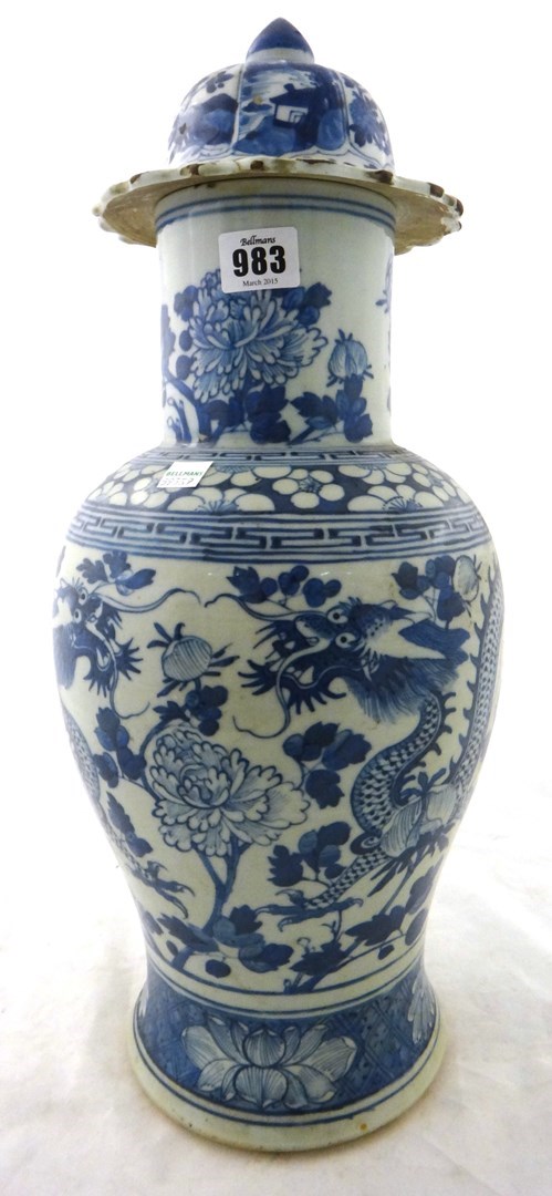 Appraisal: A Chinese blue and white baluster vase circa with earlier