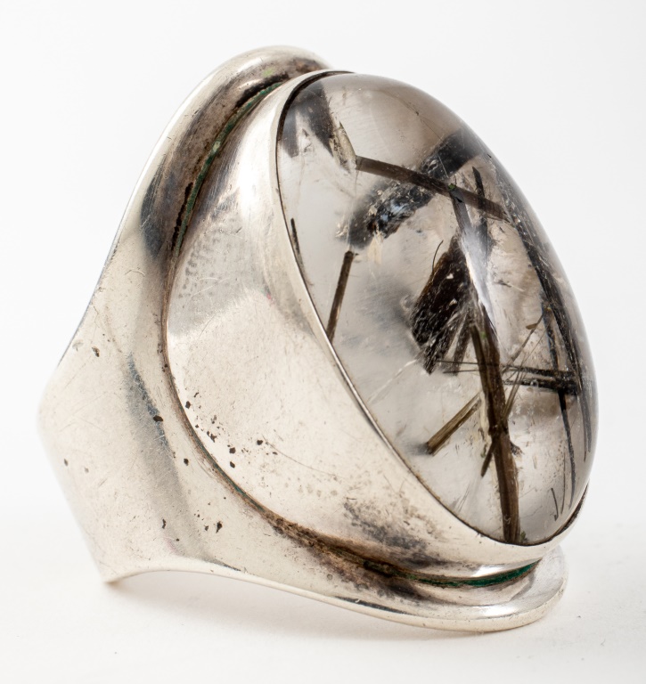 Appraisal: BENT KNUDSEN STERLING TOURMALATED QUARTZ RING Bent Knudsen Danish b