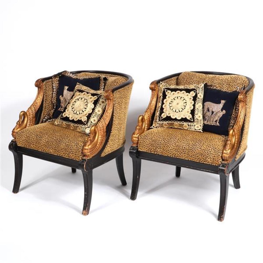 Appraisal: PAIR OF ART DECO EMPIRE STYLE GILT AND CARVED SWAN