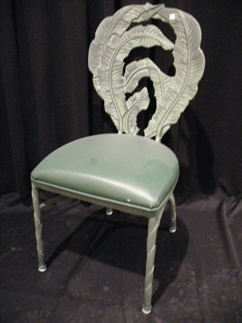 Appraisal: GREEN PAINTED METAL GARDEN CHAIR The back comprised of cast