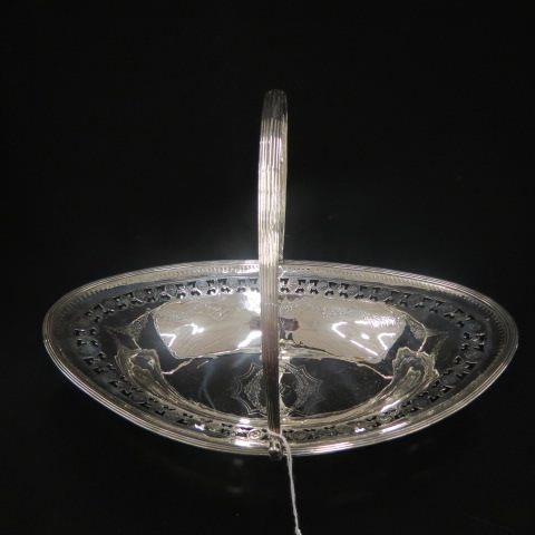 Appraisal: Peter Ann Bateman English Sterling Basket circa oval reticulated swing