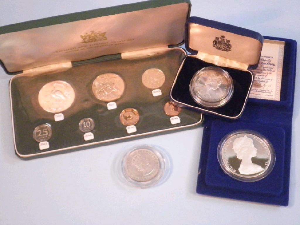 Appraisal: Trinidad and Tobago proof set cased Bermuda commemorative one dollar