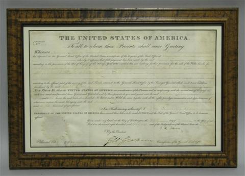 Appraisal: JOHN QUINCY ADAMS SIGNED PRESIDENTIAL DOCUMENT Presidential document partially printed