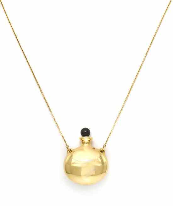 Appraisal: An Karat Yellow Gold and Onyx Perfume Bottle Necklace Elsa