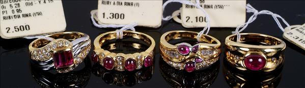 Appraisal: A ruby and diamond ring by Dianoor centring on three