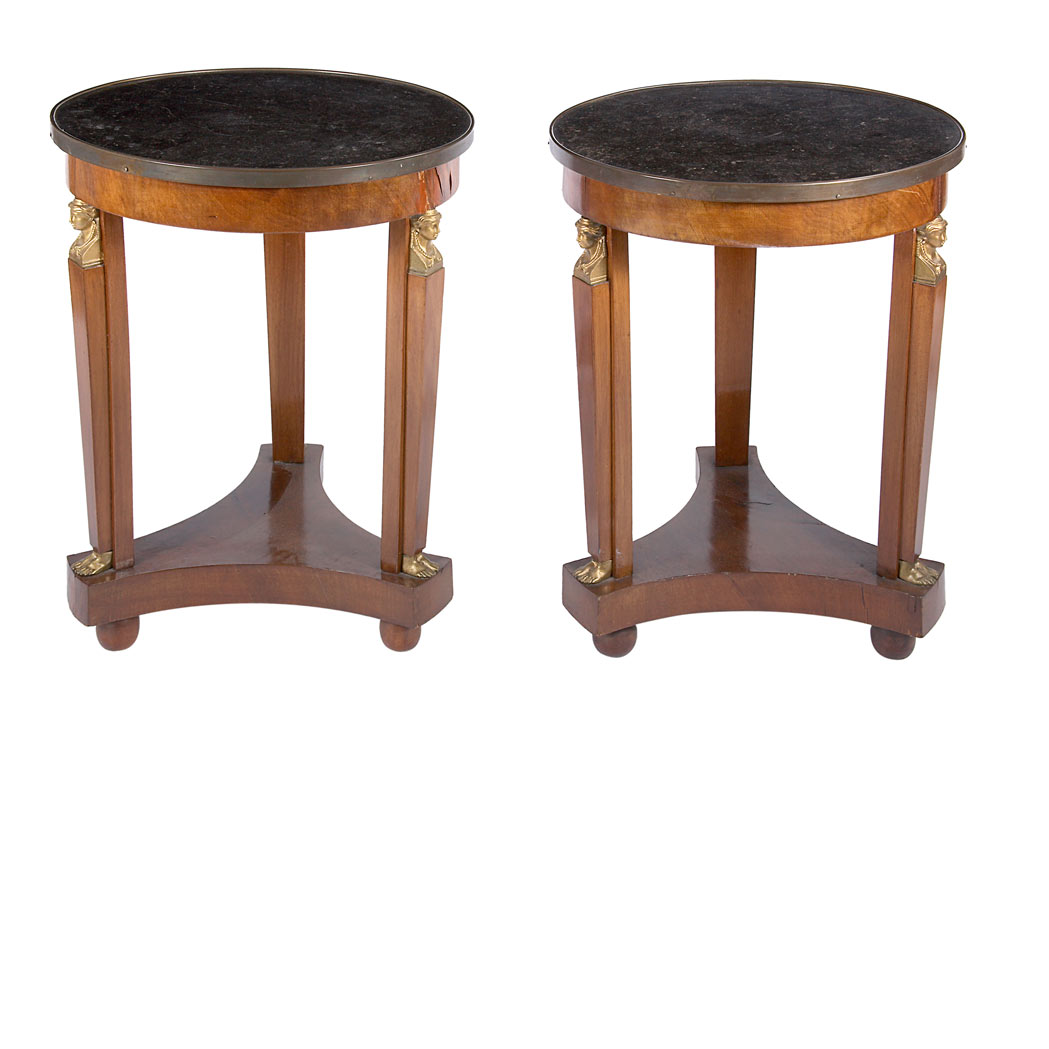 Appraisal: Pair of Empire Style Gilt-Metal Mounted Fruitwood Side Tables Each