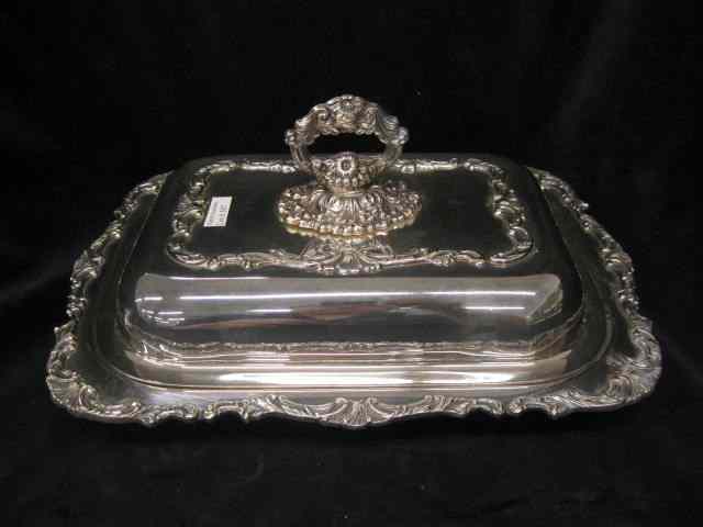 Appraisal: Silverplate Covered Entree Dish '' x '' fancy trim