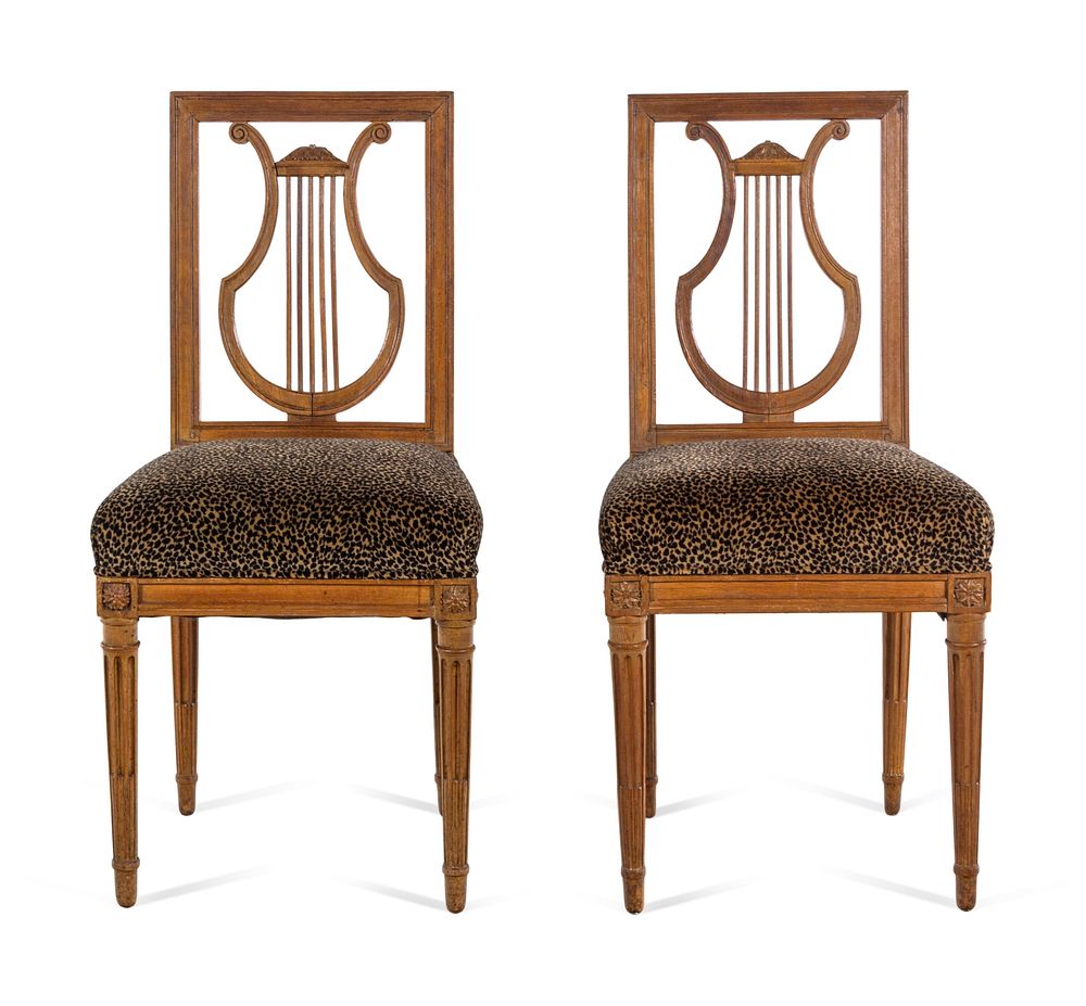 Appraisal: A Pair of Louis XVI Beechwood Side Chairs A Pair