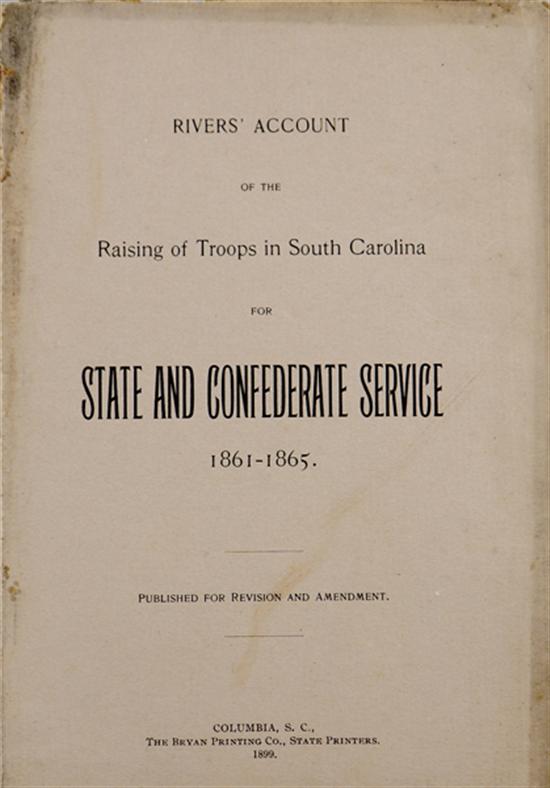 Appraisal: Book State and Confederate Service published RIVER'S ACCOUNT OF THE