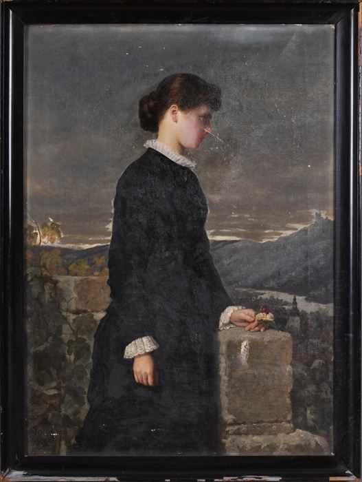 Appraisal: MIDDLE EUROPEAN SCHOOL THREE-QUARTER LENGTH PROFILE PORTRAIT OF A LADY