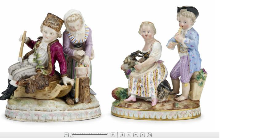 Appraisal: Two German porcelain allegorical figure groups late th early th