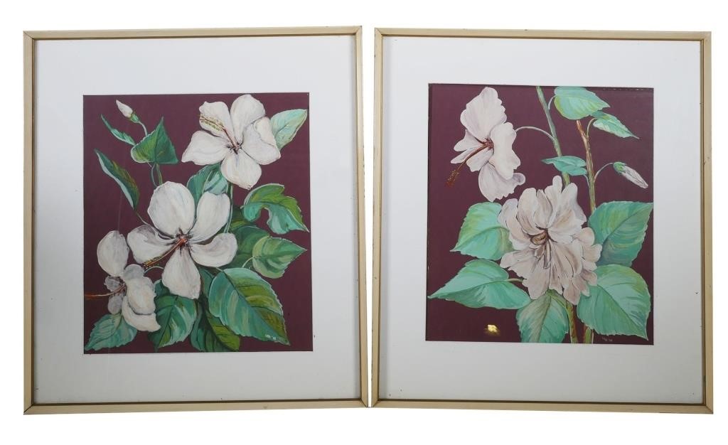 Appraisal: Pair of early th century gouache watercolor paintings on paper