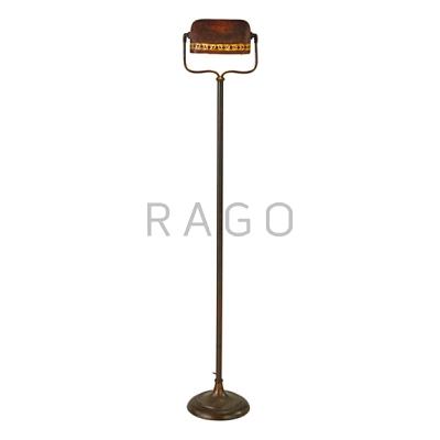 Appraisal: HANDEL Adjustable floor lamp with brown obverse-painted Mosserine shade Meriden