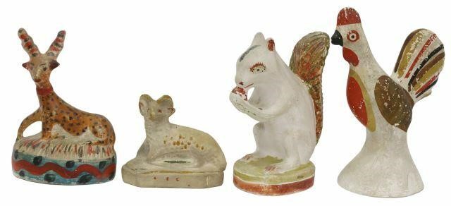 Appraisal: lot of American polychrome painted chalkware animal figures th c