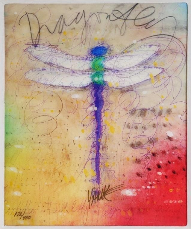 Appraisal: TIM YANKE lenticular lithograph of dragonfly numbered lower left signed