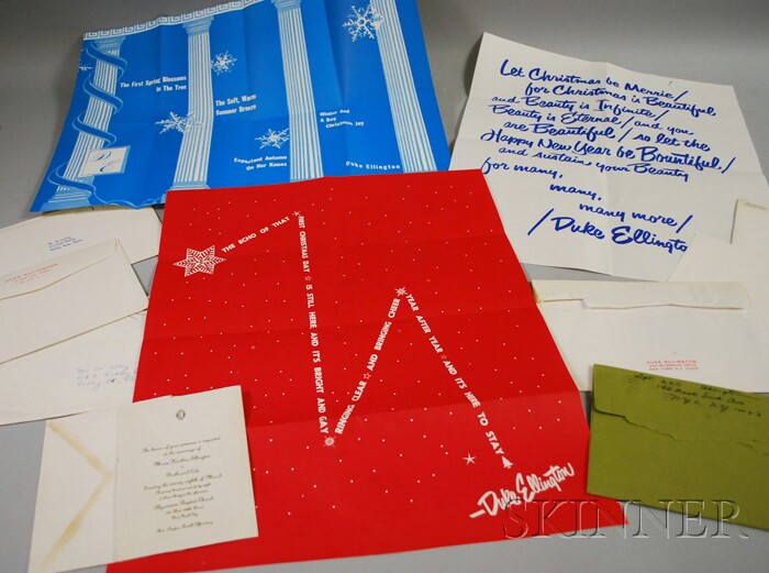 Appraisal: Six Duke Ellington Christmas Cards a Wedding Invitation and a