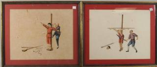 Appraisal: Two Chinese Paintings Depicting Acts Of Torture Two Chinese paintings