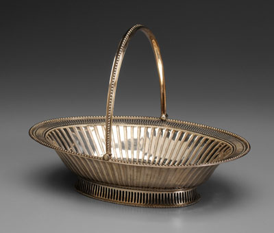 Appraisal: George III Silver Basket English th century oval with fluted