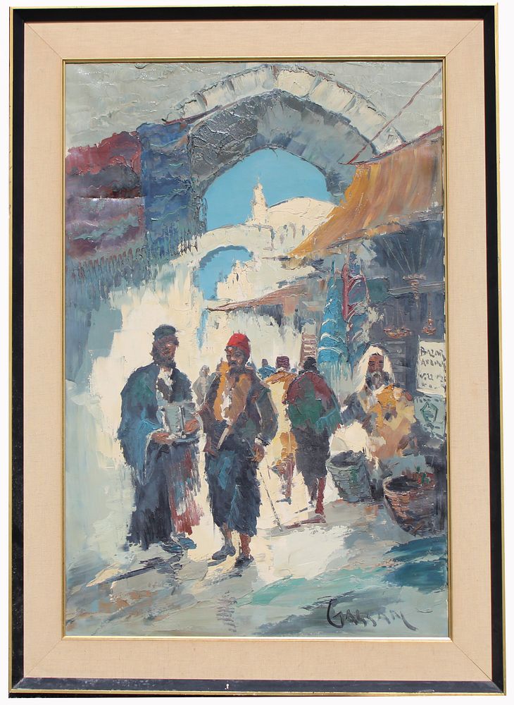 Appraisal: Signed Large Impressionist Street Scene Painting Signed Large Impressionist Street