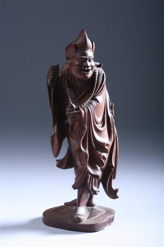 Appraisal: CHINESE ROSEWOOD FIGURE OF MONK JIGONG th century - in