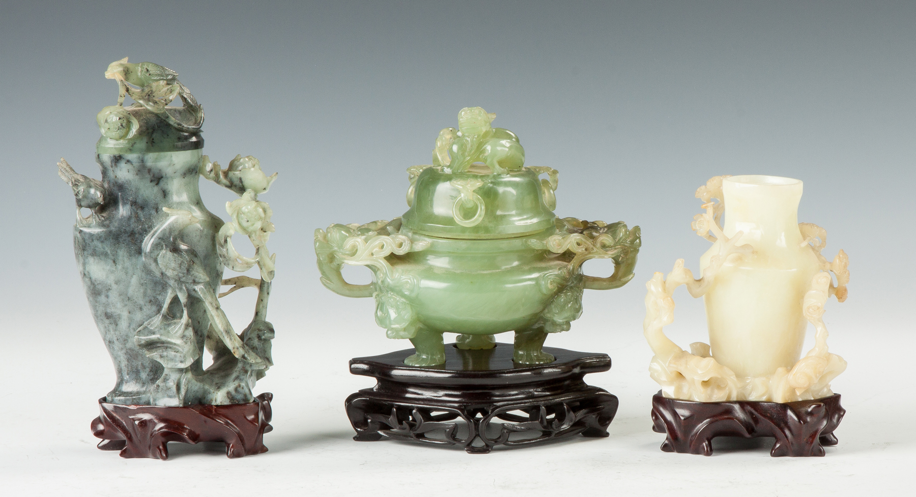 Appraisal: Three Chinese Carved Jade Pieces th cent L to R