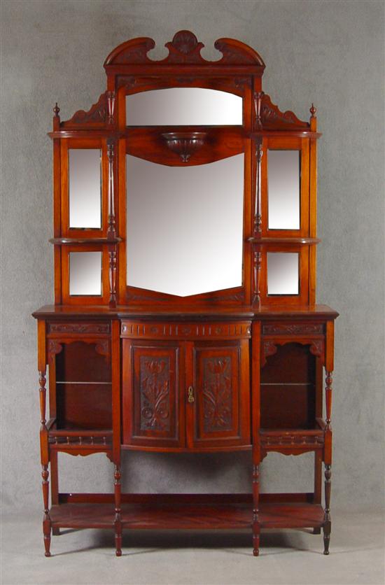 Appraisal: Walnut Edwardian Whatnot Shelf Early th Century Six piece beveled