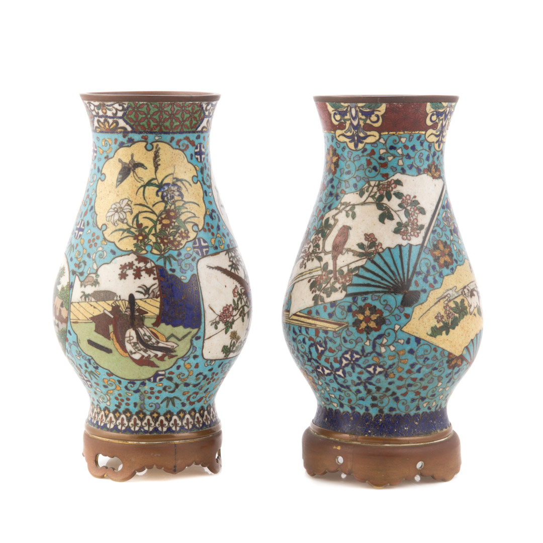 Appraisal: Pair of Japanese cloisonne enamel vases late th early th