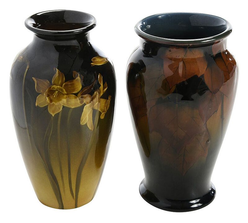 Appraisal: Two Rookwood Vases Shirayamadani and Wareham American early th century