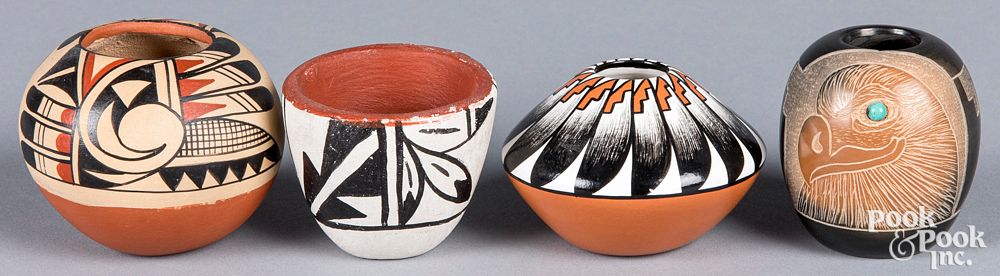 Appraisal: Four contemporary Native American Indian pottery Four pieces of contemporary