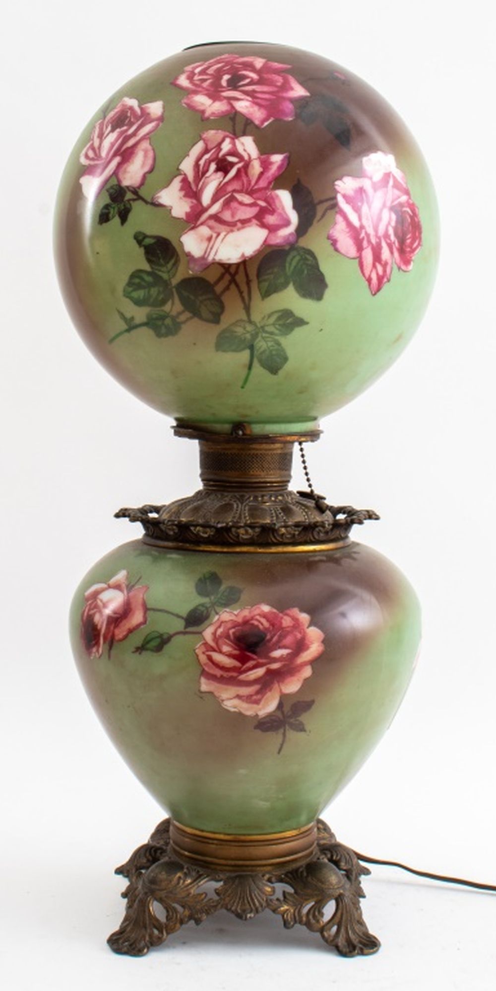 Appraisal: GONE WITH THE WIND PAINTED DOUBLE GLOBE LAMP Gone with