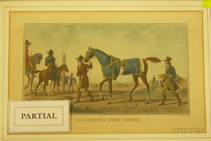 Appraisal: Lot of Six Framed Prints Including Equestrian Hand-colored Engravings and