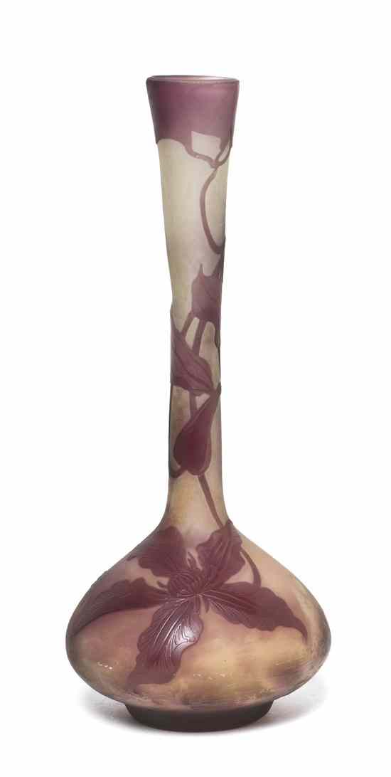 Appraisal: A Galle Cameo Glass Vase of bottle form decorated with