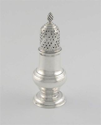 Appraisal: A George III plain baluster castor with pierced high domed