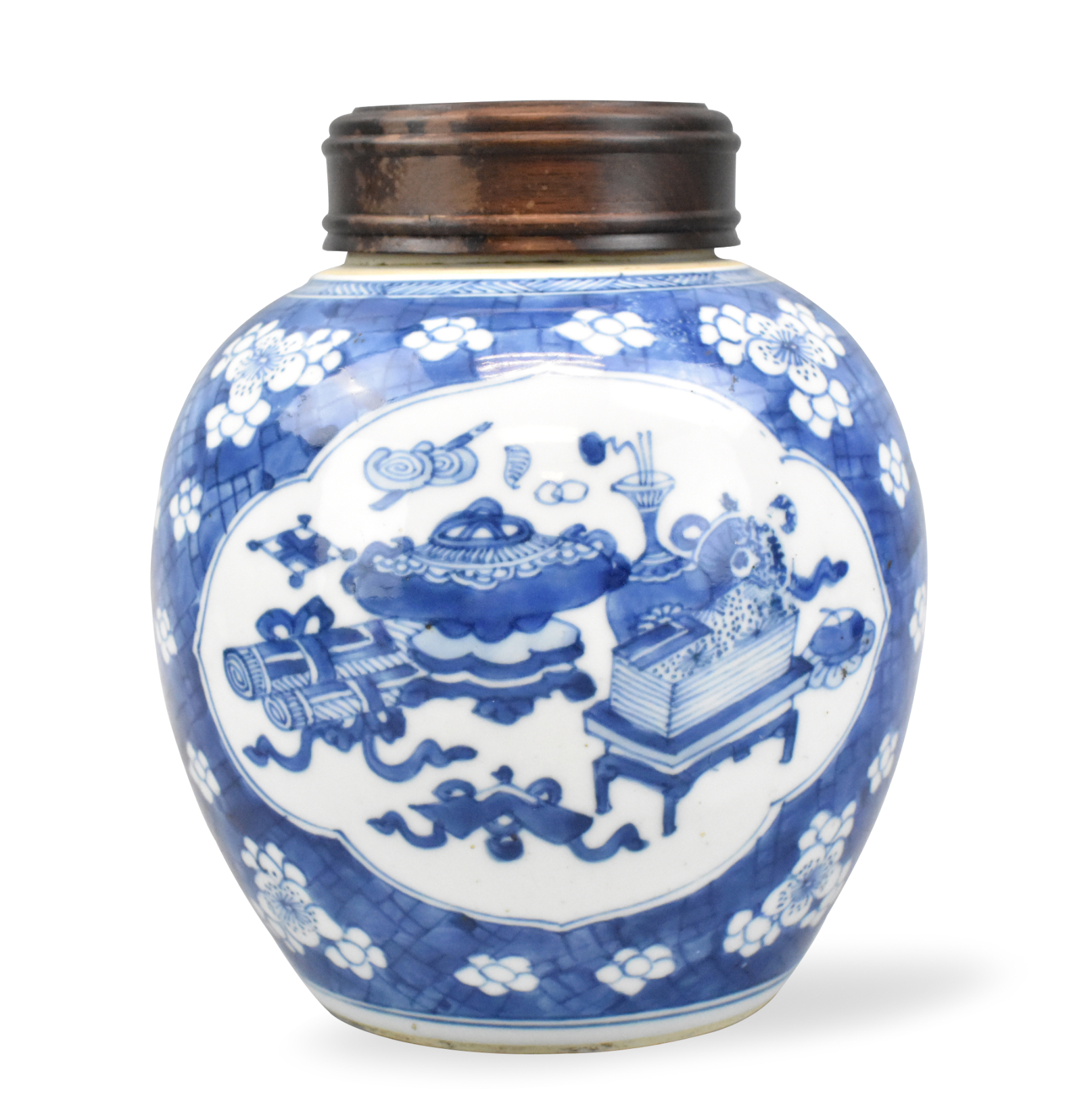 Appraisal: A Chinese blue white jar with lid and decorated with