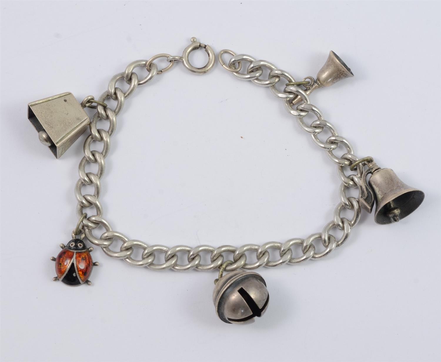 Appraisal: Sterling silver charm bracelet charms some unmarked TO