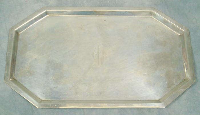 Appraisal: Rectangular sterling silver tray Clarence A Vanderbilt New York x