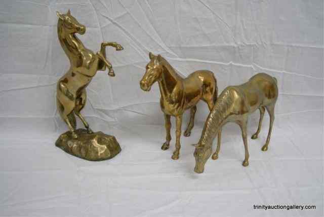 Appraisal: Set of Solid Brass '' Horse StatueFrom the estate is