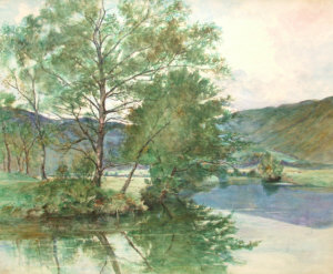 Appraisal: English School early th century- Wooded lakeland scene watercolour signed