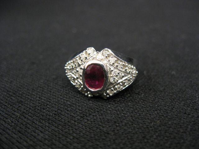 Appraisal: Ruby Diamond Ring carat oval ruby surrounded by diamonds totaling