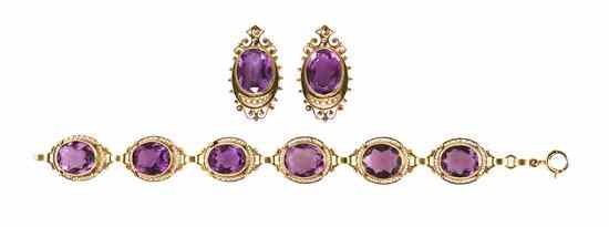 Appraisal: A Vintage Karat Yellow Gold Amethyst and Seed Pearl Demi