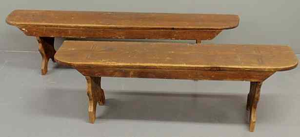 Appraisal: Two carved pine benches th c h x l x