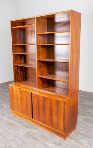 Appraisal: Danish Bookcase Cabinet Danish bookcase cabinet in two parts The