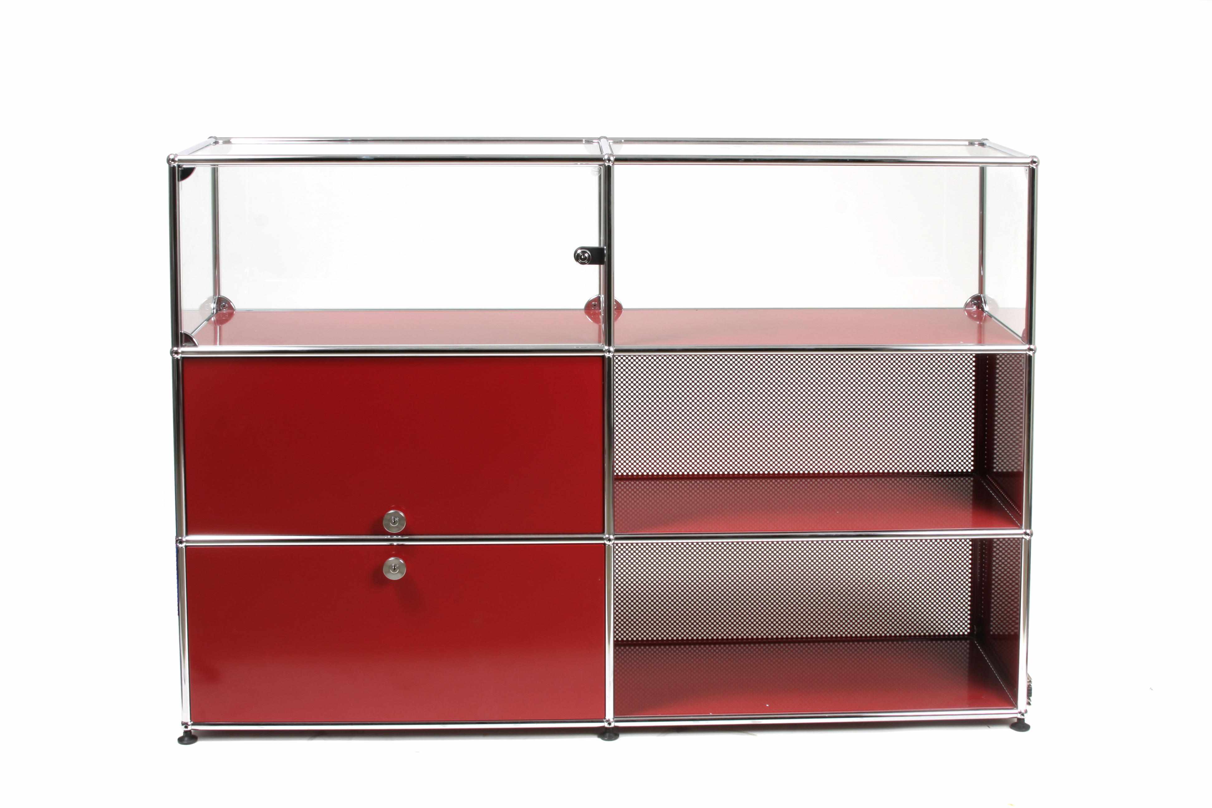 Appraisal: A Contemporary red enameled and chromed metal shelving unit height