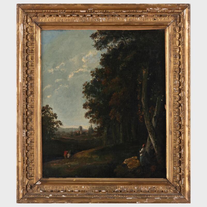 Appraisal: R Wilson River Landscape Oil on canvas unsigned attributed to