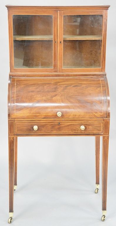 Appraisal: Regency mahogany secretaire desk in two parts with the upper