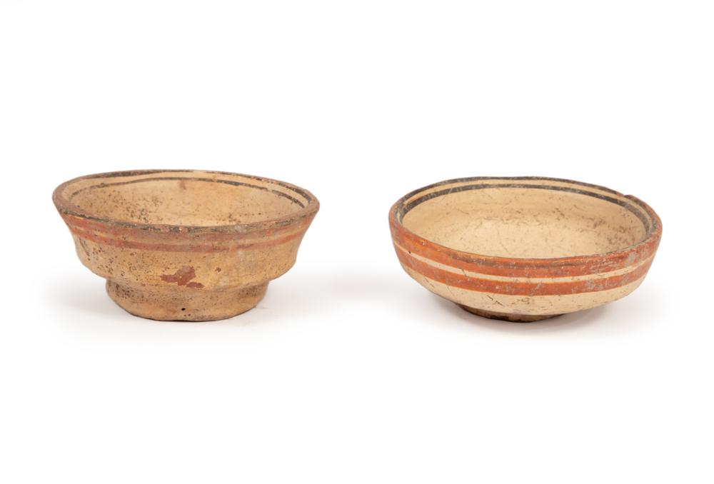 Appraisal: TWO PRE-COLUMBIAN POTTERY BOWLSTwo Pre-Columbian Pottery Bowls probably Maya painted