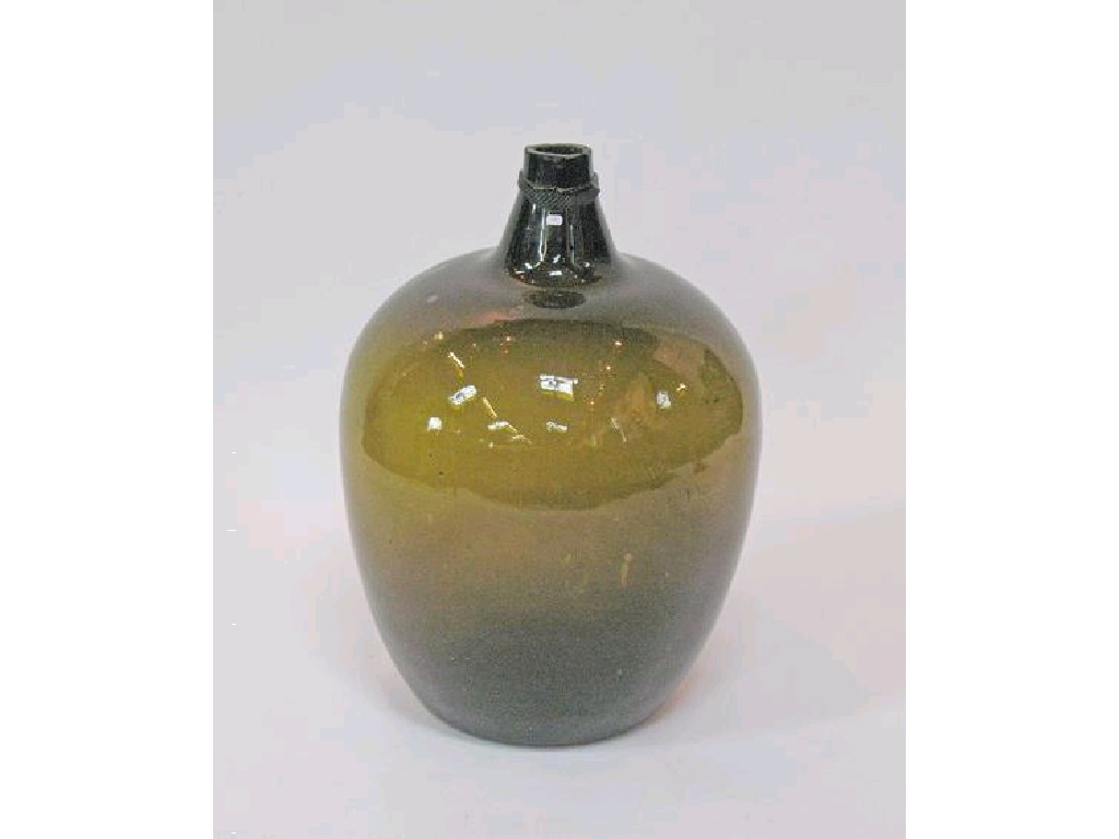 Appraisal: A LARGE BLOWN GREEN GLASS CARBOY of circular form with